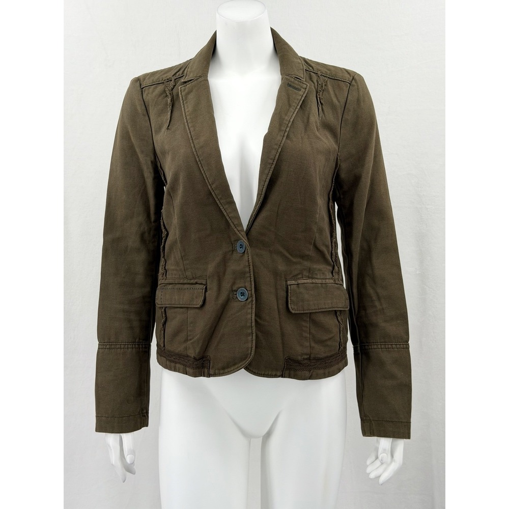 Hei Hei Anthropologie Blazer Womens 6 Green Delanie Houndstooth Academia Jacket